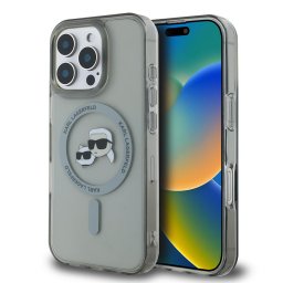 Husa Husa pentru iPhone 16 Pro Max - Karl Lagerfeld IML MagSafe (KLHMP16XHLSKCK) - Metal Karl&Choupette Head