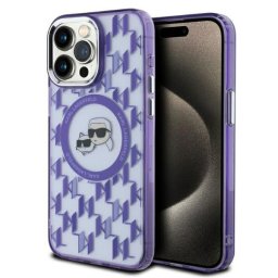Husa Husa pentru iPhone 15 Pro - Karl Lagerfeld IML MagSafe (KLHMP15LHMCKMHU) - Purple Monogram Karl&Choupette Head
