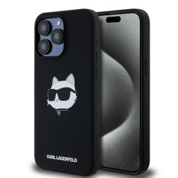 Husa Husa pentru iPhone 15 Pro - Karl Lagerfeld Silicone MagSafe (KLHMP15LSCHPPLK) - Choupette Head