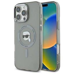 Husa Husa pentru iPhone 16 Pro - Karl Lagerfeld IML MagSafe (KLHMP16LHLSKIK) - Metal Karl`s Head