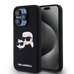 Husa Husa pentru iPhone 15 Pro - Karl Lagerfeld Silicone MagSafe (KLHMP15LSKCHPPLK) - Karl&Choupette Head