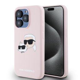 Husa Husa pentru iPhone 15 Pro - Karl Lagerfeld Silicone MagSafe (KLHMP15LSKCHPPLP) - Pink Karl&Choupette Head