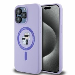 Husa Husa pentru iPhone 15 Pro Max - Karl Lagerfeld Silicone Ring MagSafe (KLHMP15XSCMKCRHU) - Purple Karl&Choupette Head