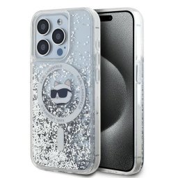 Husa Husa pentru iPhone 15 Pro Max - Karl Lagerfeld Liquid Glitter MagSafe (KLHMP15XLGCHSGH) - Transparent Choupette Head