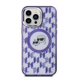 Husa Husa pentru iPhone 15 - Karl Lagerfeld IML MagSafe (KLHMP15SHMCKMHU) - Purple Monogram Karl&Choupette Head