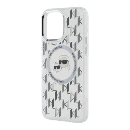 Husa Husa pentru iPhone 15 - Karl Lagerfeld IML MagSafe (KLHMP15SHMCKMHT) - Clear Monogram Karl&Choupette Head