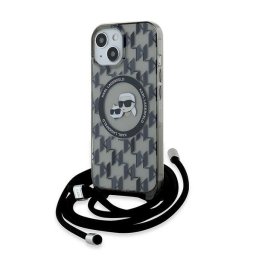 Husa Husa pentru iPhone 15 / iPhone 14 / iPhone 13 - Karl Lagerfeld IML Crossbody MagSafe (KLHMP15SHCKCKLCK) - Monogram Karl&Choupette Head