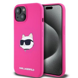Husa Husa pentru iPhone 15 Plus / iPhone 14 Plus - Karl Lagerfeld Silicone MagSafe (KLHMP15MSCHPPLF) - Fuschia Choupette Head