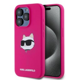 Husa Husa pentru iPhone 15 Pro Max - Karl Lagerfeld Silicone MagSafe (KLHMP15XCHPPLF) - Fuchsia Choupette Head