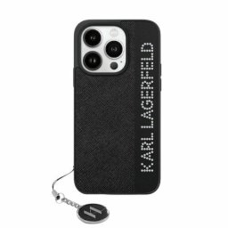 Husa Husa pentru iPhone 15 Pro - Karl Lagerfeld Saffiano Rhinestones&Charm (KLHCP15LPSAKDGCK) - Black