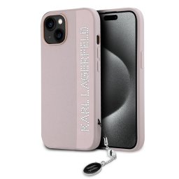 Husa Husa pentru iPhone 15 / iPhone 14 / iPhone 13 - Karl Lagerfeld Saffiano Rhinestones&Charm (KLHCP15SPSAKDGCP) - Pink