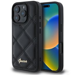 Husa Husa pentru iPhone 16 Pro - Guess Quilted Metal Logo (GUHCP16LPSQSQSK) - Black