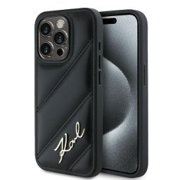 Husa Husa pentru iPhone 15 Pro Max - Karl Lagerfeld Diagonal Quilted Script (KLHCP15XPQDSMGK) - Black