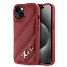 Husa Husa pentru iPhone 15 / iPhone 14 / iPhone 13 - Karl Lagerfeld Diagonal Quilted Script (KLHCP15SPQDSMGR) - Red
