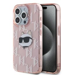 Husa Husa pentru iPhone 15 Pro Max - Karl Lagerfeld IML Luxury (KLHCP15XHKLPCHP) - Pink Choupette Head&Monogram