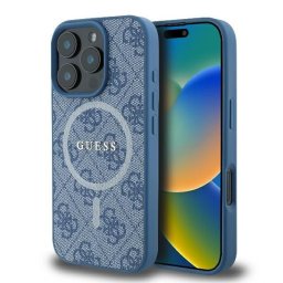Husa Husa pentru iPhone 16 Pro - Guess 4G Ring Classic Logo MagSafe (GUHMP16LG4GFRB) - Blue