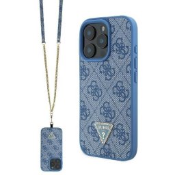 Husa Husa pentru iPhone 16 - Guess Leather Metal Logo Strass Crossbody (GUHCP16SP4TDSCPB) - Blue