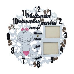 Ceas cadou, Multumim nanutilor, 40 cm diametru, personalizat - FEIS410011