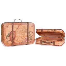 Set 2 valize decorative lemn maro 45x14x31.5 cm, 39x11.5x26 cm