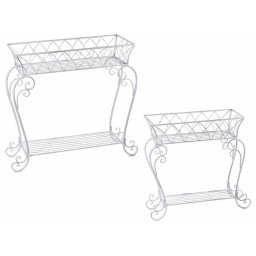 Set 2 suporturi flori fier alb 87x32x78 cm, 69x24x64 cm