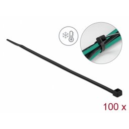 Set 100 buc bride rezistente la frig 200 x 4.8mm Negru, Delock 19189