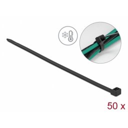Set 50 buc bride rezistente la frig 380 x 7.6mm Negru, Delock 19228