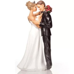 Figurina Tort Necomestibila, Mire si Mireasa Imbratisare Romantica H 12 cm