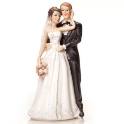 Figurina Tort Necomestibila, Mire si Mireasa Bruneta H 13 cm