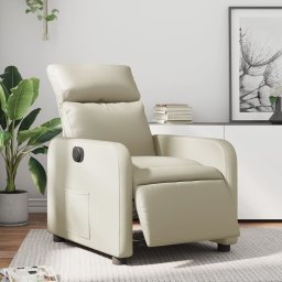 Fotoliu rabatabil electric, crem, piele ecologica GartenMobel Dekor