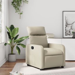 Fotoliu rabatabil, crem, piele ecologica GartenMobel Dekor