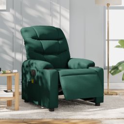 Fotoliu electric de masaj rabatabil, verde închis, textil GartenMobel Dekor