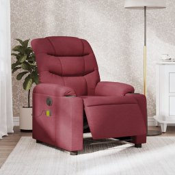 Fotoliu electric de masaj rabatabil, rosu vin, textil GartenMobel Dekor