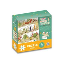 In lumea fructelor si a animalelor cu micul catel de usturoi. Puzzle gigant