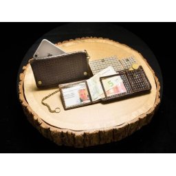Portofel tutun piele naturala Kavatza Wallet Woven Havana (large) Antique Style maro