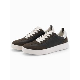 Ombre Old-school men's sneakers on thick sole - dark brown