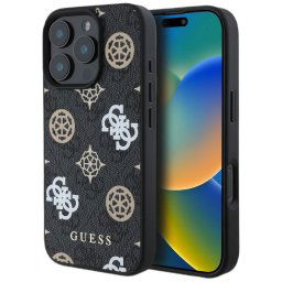 Husa Guess PU 4G Peony MagSafe pentru iPhone 16 Pro Max Negru