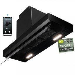 Hota incorporabila Turbionaire Enia 90 Plus TNP90BB, Motor Brushless 800mc/h, WIFI, Clasa A+, Functie curatare aer, Reminder curatare/schimbare filtru, Control tactil pe panoul mobil, Refulare verticala/orizontala, Finisaj negru