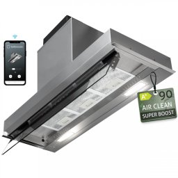 Hota incorporabila Turbionaire Enia 90 Plus TNP90BS, Motor Brushless 800mc/h, WIFI, Clasa A+, Functie curatare aer, Reminder curatare/schimbare filtru, Control tactil pe panoul mobil, Refulare verticala/orizontala, Finisaj inox