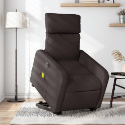 Fotoliu electric masaj rabatabil cu ridicare maro închis textil GartenMobel Dekor