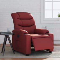 Fotoliu rabatabil electric, rosu vin, piele ecologica GartenMobel Dekor