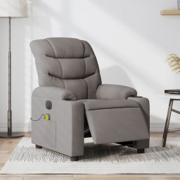 Fotoliu electric de masaj rabatabil, gri taupe, textil GartenMobel Dekor