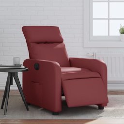 Fotoliu rabatabil electric, rosu vin, piele ecologica GartenMobel Dekor