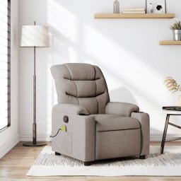 Fotoliu de masaj rabatabil, gri taupe, material textil GartenMobel Dekor