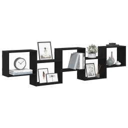 Raft cubic de perete cu 5 compartimente negru lemn prelucrat GartenMobel Dekor