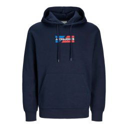 JACK & JONES Bluză de molton 'JJECorp' bleumarin / roșu / alb