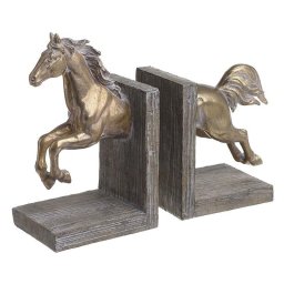suport carti din rasina, 2 piese, alb/gold in forma de cal, 29,5ch11ch23 cm