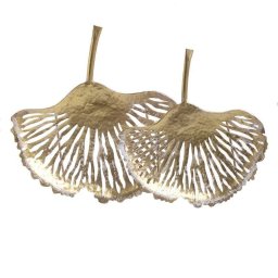 set doua farfurii decor din metal antichizat, aurii, 48 cm