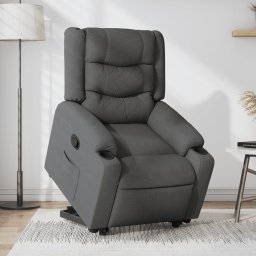 Fotoliu rabatabil cu ridicare pe verticala, gri închis, textil GartenMobel Dekor