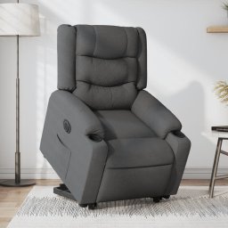 Fotoliu electric rabatabil cu ridicare, gri închis, textil GartenMobel Dekor