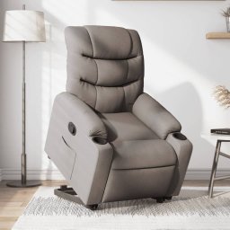Fotoliu rabatabil cu ridicare pe verticala, gri taupe, textil GartenMobel Dekor